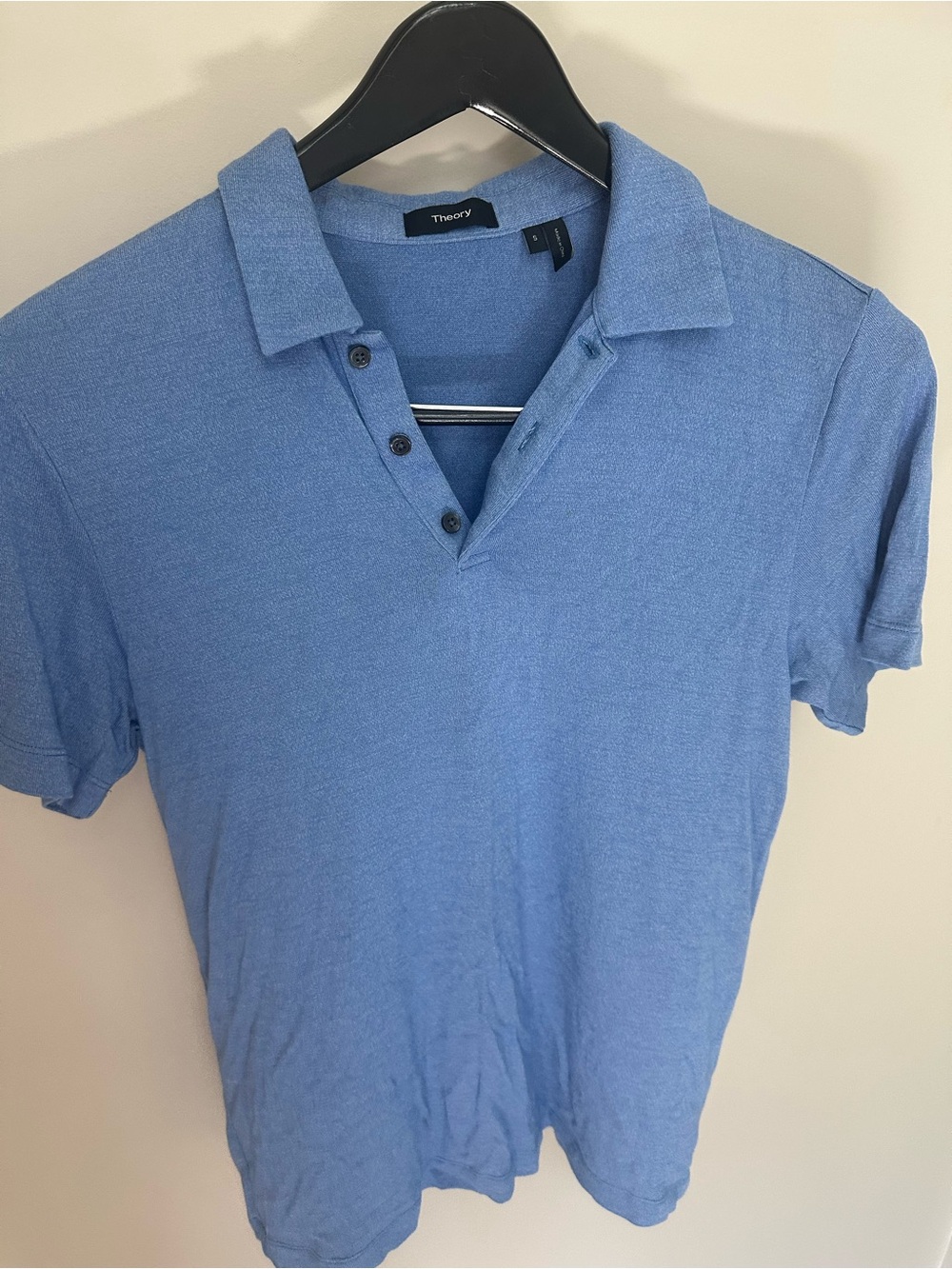 Theory Men's Light Blue Polo with Button Placket